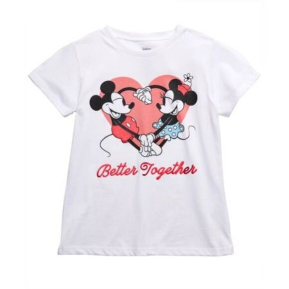 Disney Girls Mickey & Minnie Better Together Heart Short Sleeve T-Shirt Size M - Picture 1 of 4